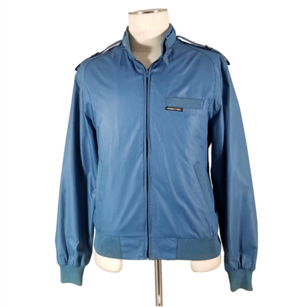 Vintage Members Only Men's Full Zip Windbreaker Lightweight Jacket Blue Size 40